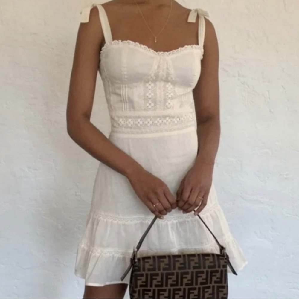 Reformation Cream Floral Cotton Dress 0/2